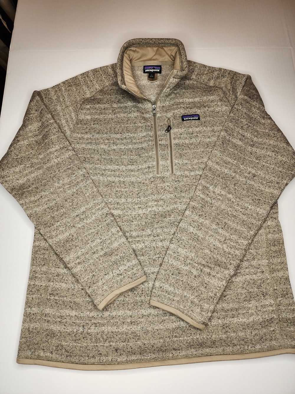 Patagonia Men’s Quarter-Zip Pullover Sweater Jacket - Tan Heather